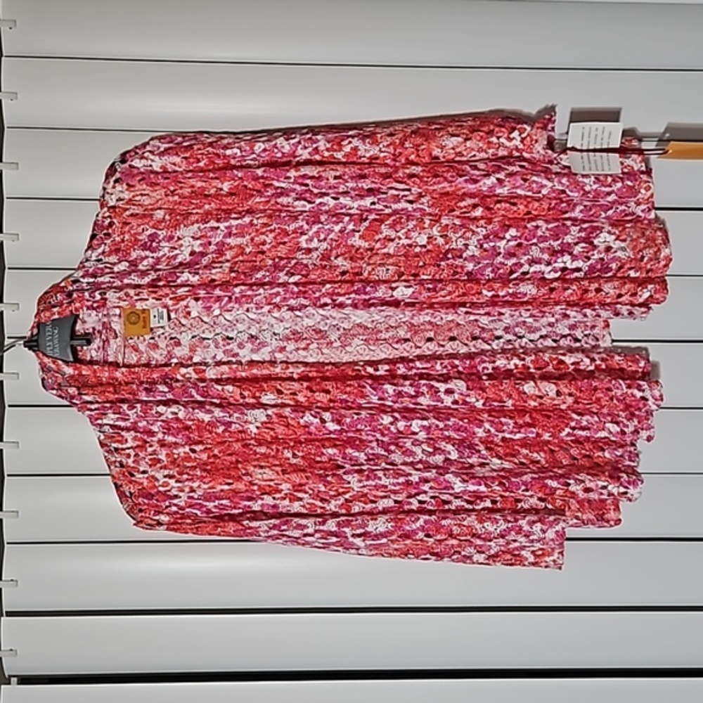 Ruby Rd Red and White Net Cardigan, NWT (Size M)